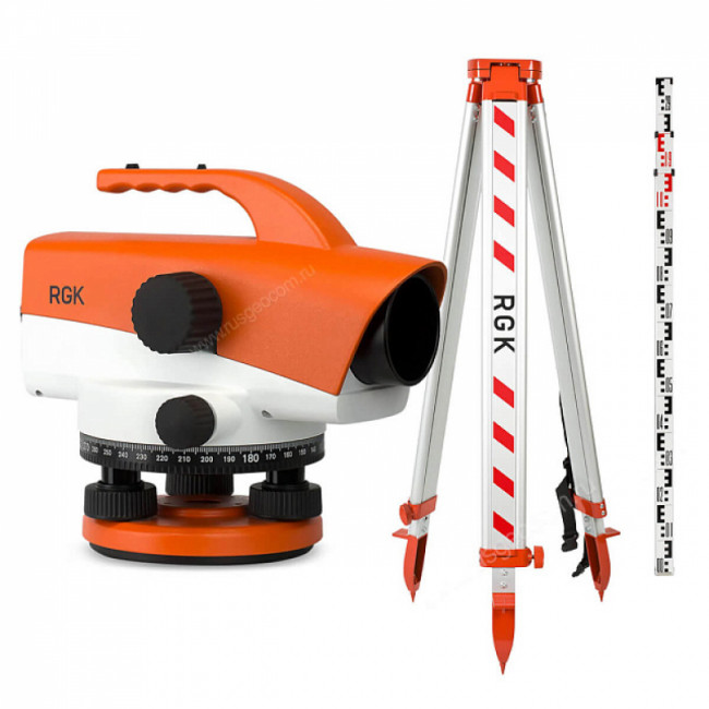 Комплект оптический нивелир RGK C-32 с поверкой + штатив S6-N + рейка AMO S3