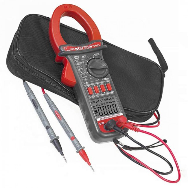 Цифровые токоизмерительные клещи, мультиметр МЕГЕОН 70083 Цифровые токоизмерительные клещи, мультиметр МЕГЕОН 70083