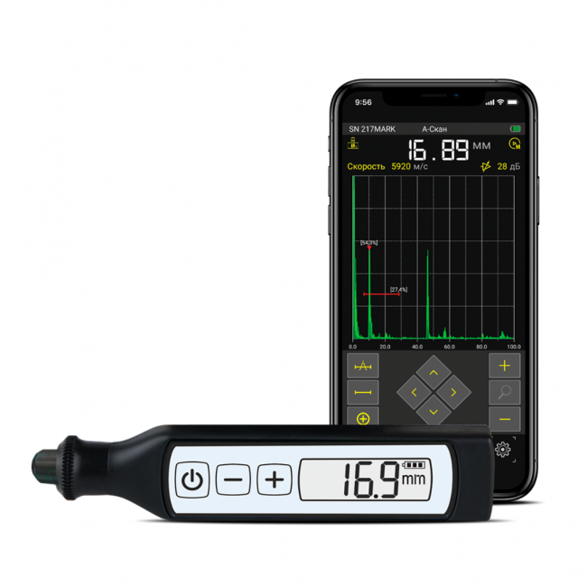 Ультразвуковой толщиномер А1207U с раздельно-совмещенным ПЭП Ультразвуковой толщиномер А1207U с раздельно-совмещенным ПЭП