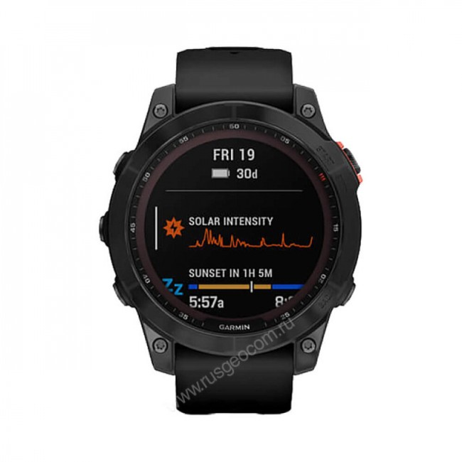 Часы Garmin Fenix 7 Solar серый с черным ремешком