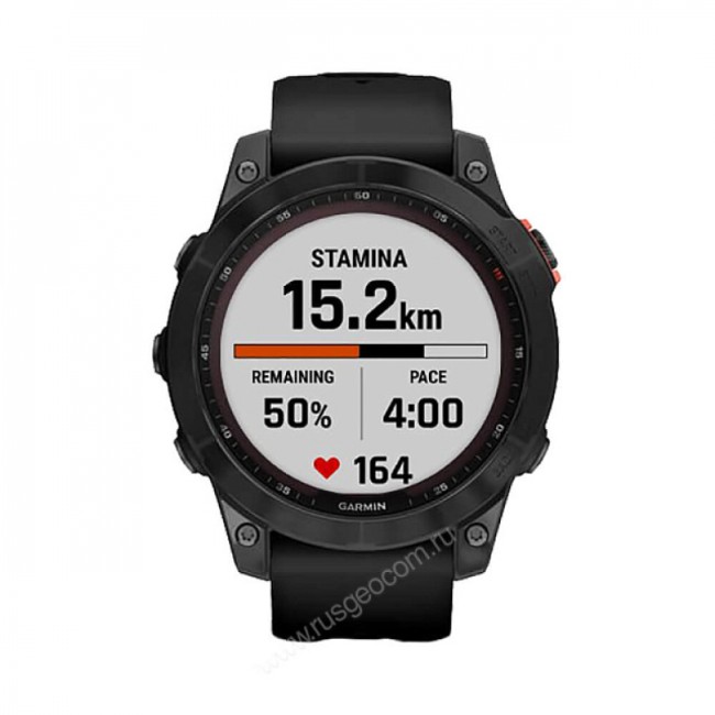 Часы Garmin Fenix 7 Solar серый с черным ремешком