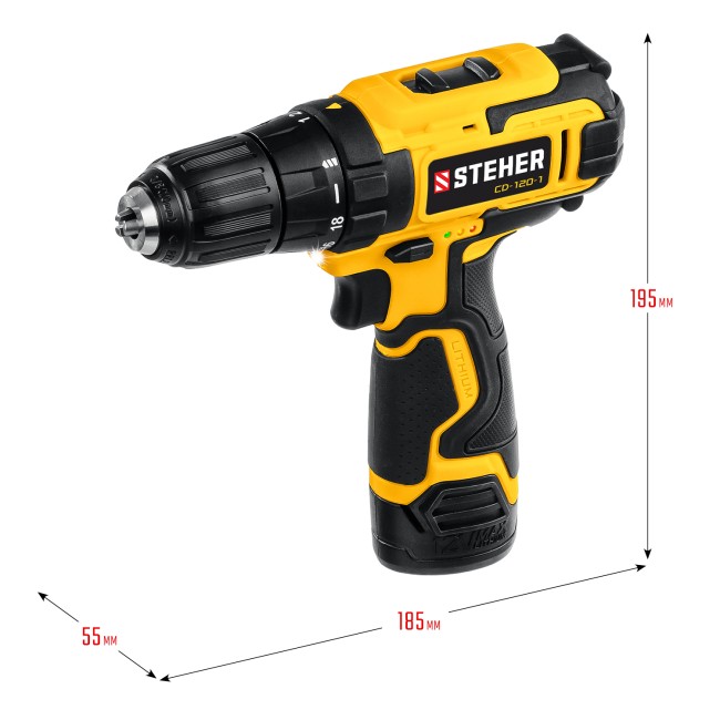 Дрель-шуруповерт CD-120-1 STEHER 1 АКБ