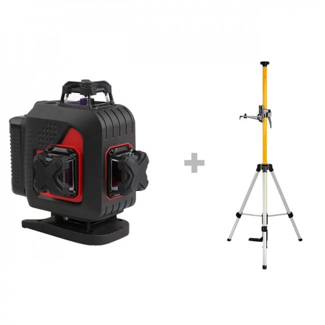 Лазерный уровень RGK PR-4D Red с красным лучом + RGK CG-2 - распорная штанга-штатив Лазерный уровень RGK PR-4D Red с красным лучом + RGK CG-2 - распорная штанга-штатив