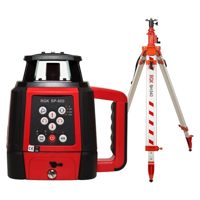 Комплект: ротационный нивелир RGK SP-800 + элевационный штатив RGK SH-340 Комплект: ротационный нивелир RGK SP-800 + элевационный штатив RGK SH-340