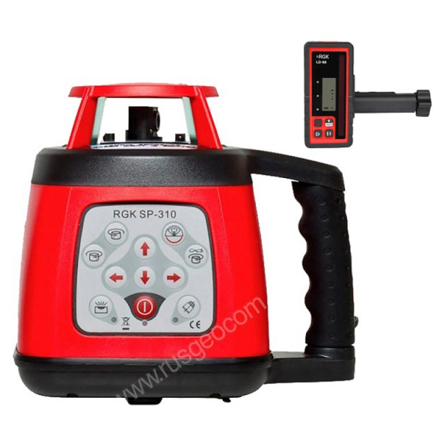 Комплект: ротационный нивелир RGK SP-310 + миллиметровый приёмник излучения RGK LD-88 Комплект: ротационный нивелир RGK SP-310 + миллиметровый приёмник излучения RGK LD-88