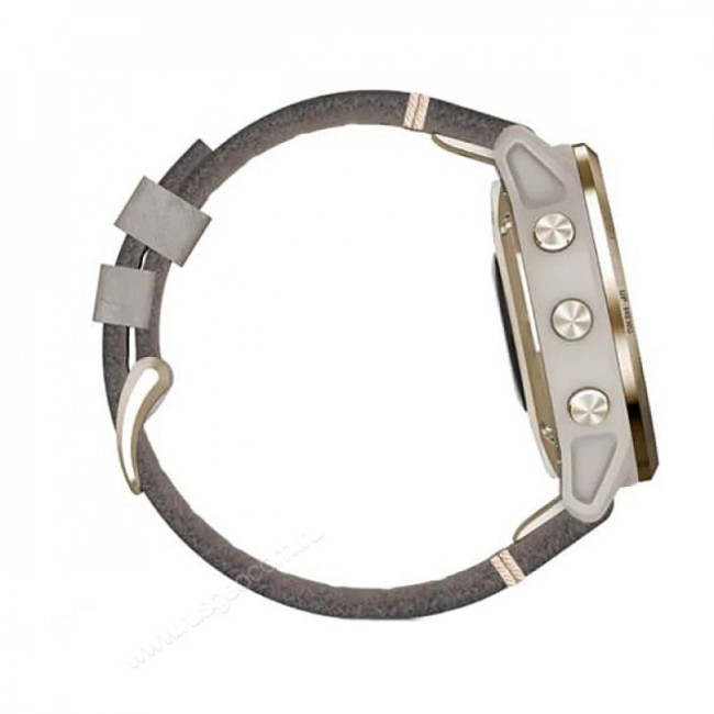 Часы Garmin Fenix 6S Pro Solar золотистый с серым замшевым ремешком