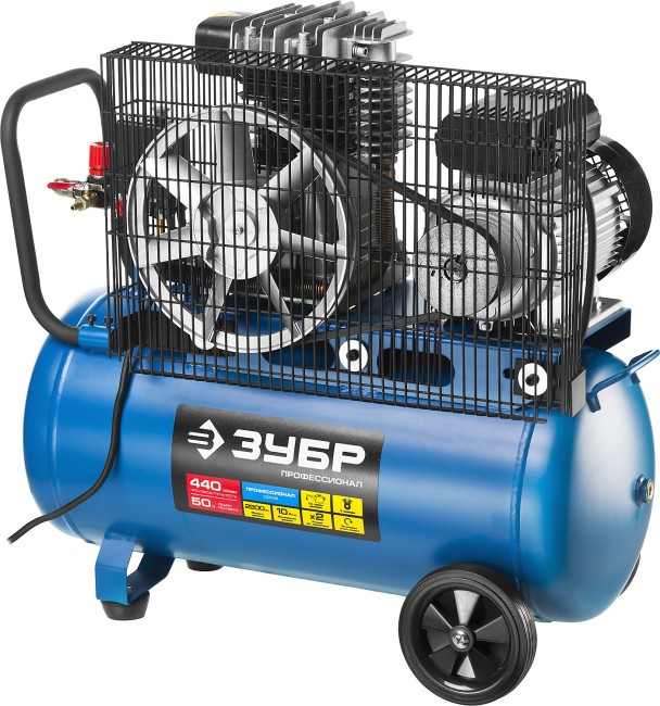 Ременной масляный компрессор ЗКПМ-440-50-Р-2.2 ЗУБР Профессионал