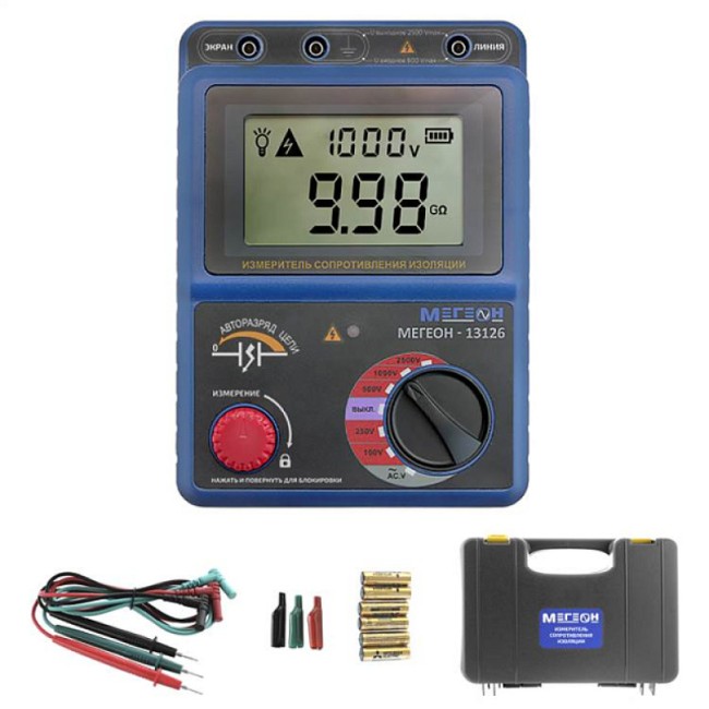 Измеритель сопротивления изоляции (мегаомметр) МЕГЕОН 13126 с поверкой Измеритель сопротивления изоляции (мегаомметр) МЕГЕОН 13126 с поверкой
