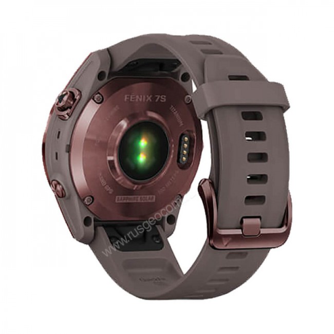 Часы Garmin Fenix 7S Sapphire Solar титановый темно-бронзовый с сланцево-серым силиконовым ремешком