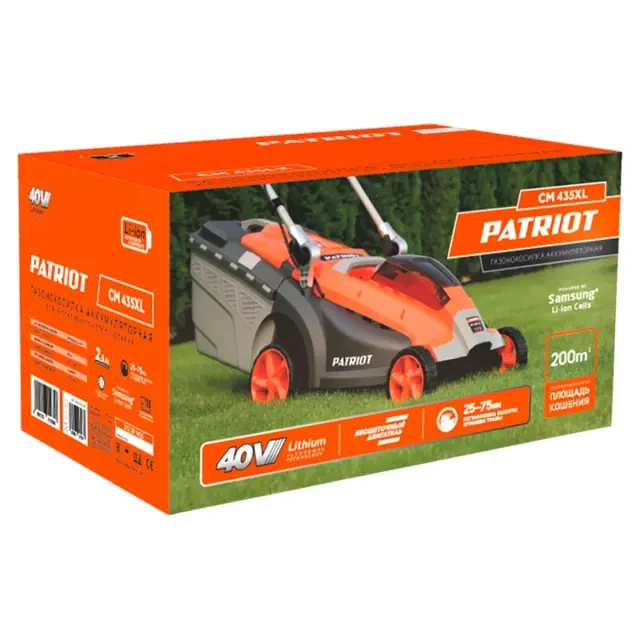 Аккумуляторная газонокосилка Patriot CM 435XL Аккумуляторная газонокосилка Patriot CM 435XL