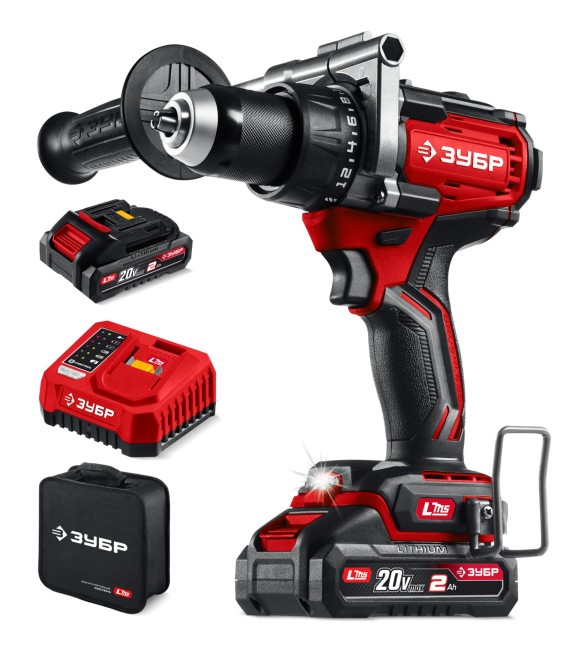 Бесщеточная дрель-шуруповерт ДБ-165-22 ЗУБР 20 В, 165 Н·м, 2 АКБ LMS (2 А·ч)