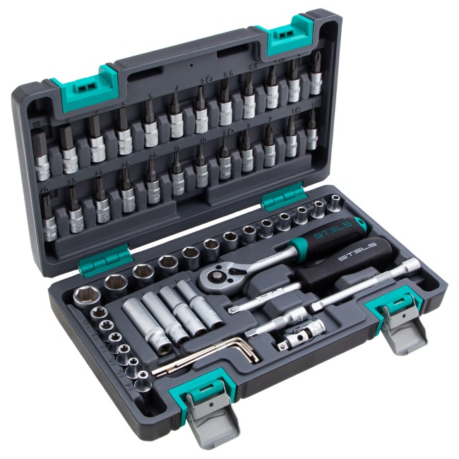 Набор инструментов, 1/4", CrV 57 предметов Stels