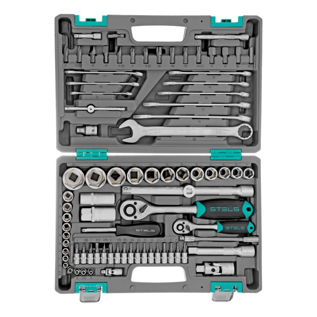Набор инструментов 1/2", 1/4", CrV 82 предмета Stels