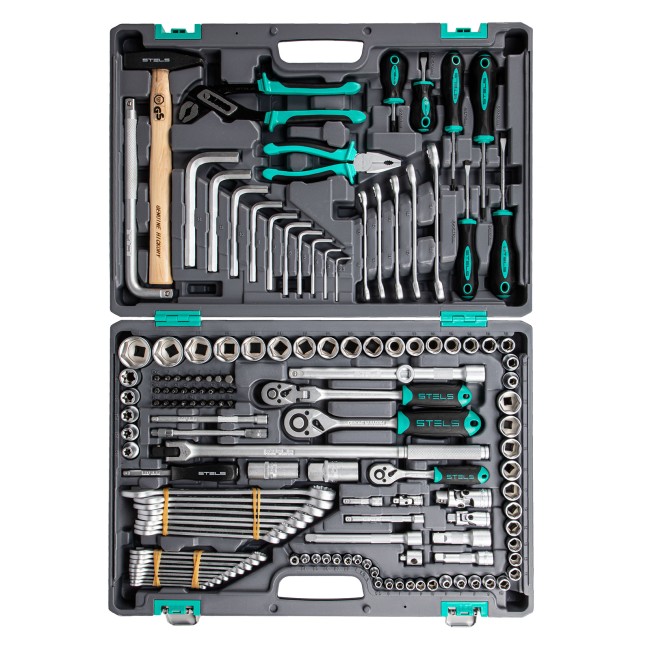 Набор инструментов 1/2",3/8", 1/4", CrV 142 предмета Stels