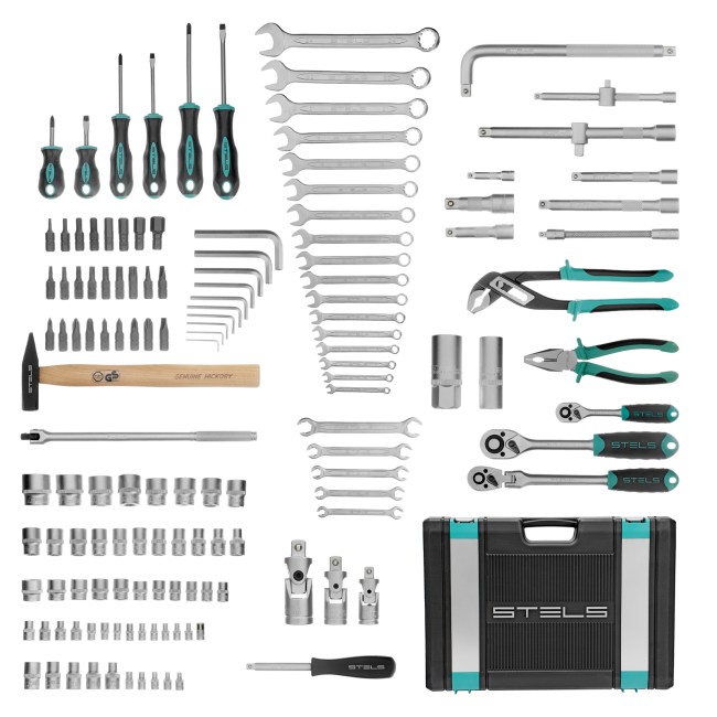 Набор инструментов 1/2",3/8", 1/4", CrV 142 предмета Stels
