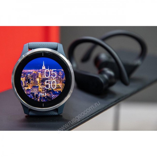 Часы Garmin Venu синий гранит с серебристым безелем Часы Garmin Venu синий гранит с серебристым безелем