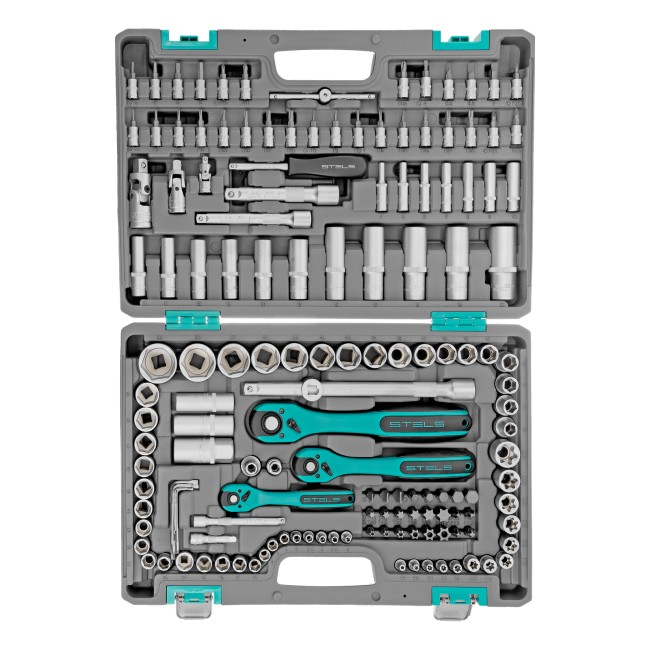 Набор инструментов 1/4", 3/8", 1/2", Cr-V 151 предмет Stels